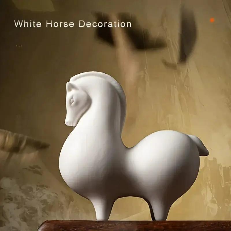 Horse Figurine - Decorative Ceramic White by House Of Avana