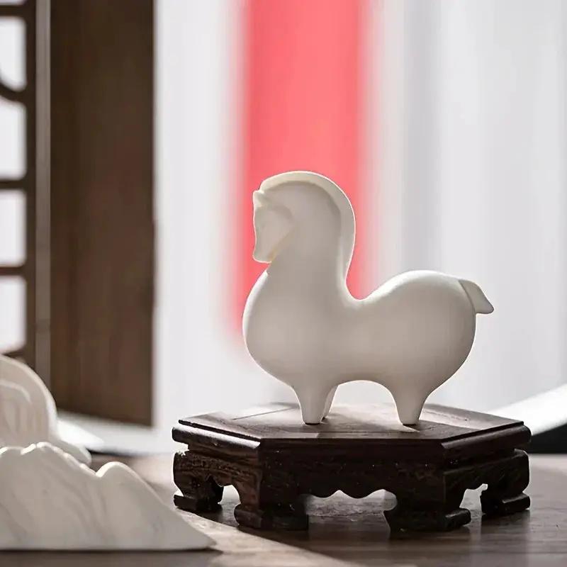 Horse Figurine - Decorative Ceramic White by House Of Avana