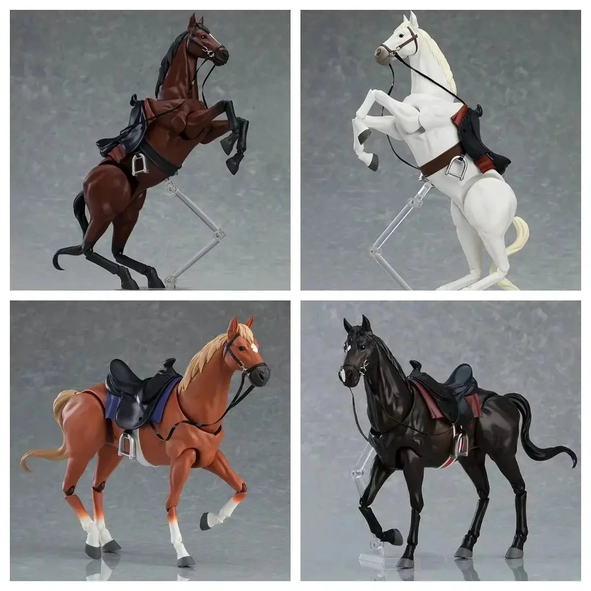 Horse Figurine - Movable White/Brown/Black Model by House Of Avana