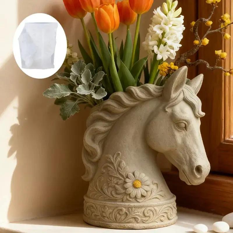 Horse Head - Floral Design White by House Of Avana