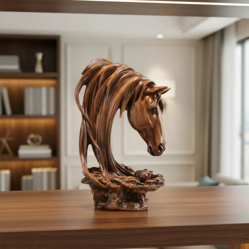 Horse Head Sculpture Artistic Gold and White for Home Decor Lovers by House Of Avana