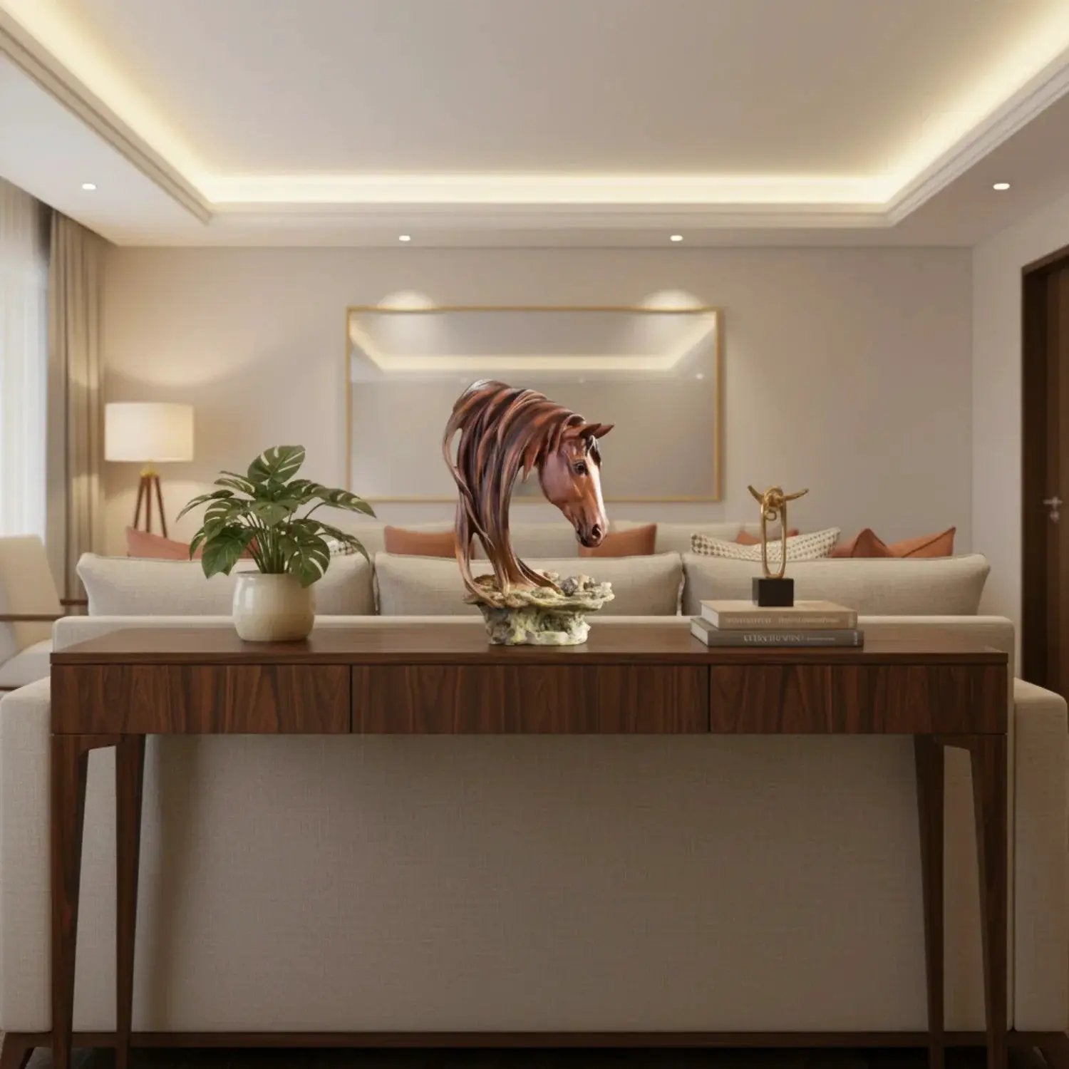 Horse Head Sculpture Artistic Gold and White for Home Decor Lovers by House Of Avana