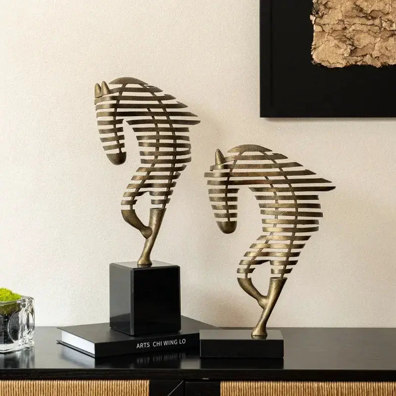Horse Head Sculpture - Geometric Metal by House Of Avana