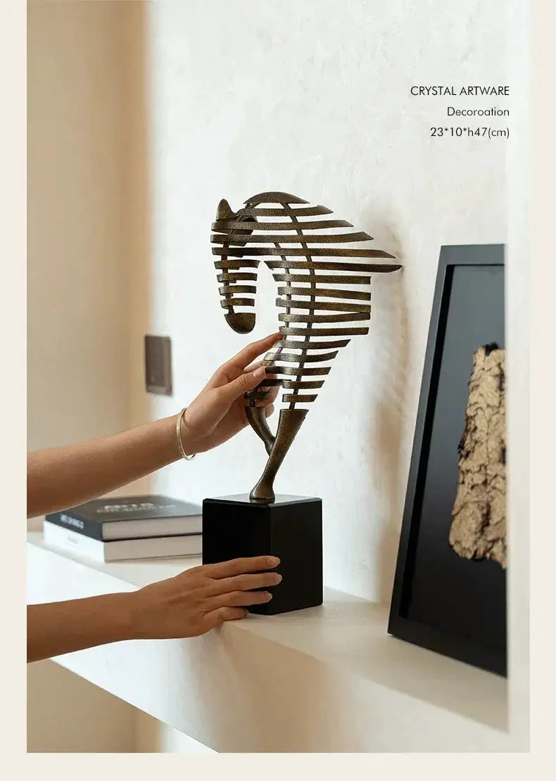 Horse Head Sculpture - Geometric Metal by House Of Avana
