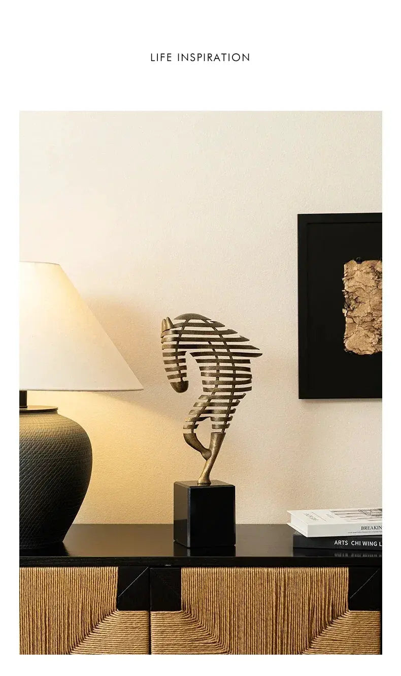 Horse Head Sculpture - Geometric Metal by House Of Avana