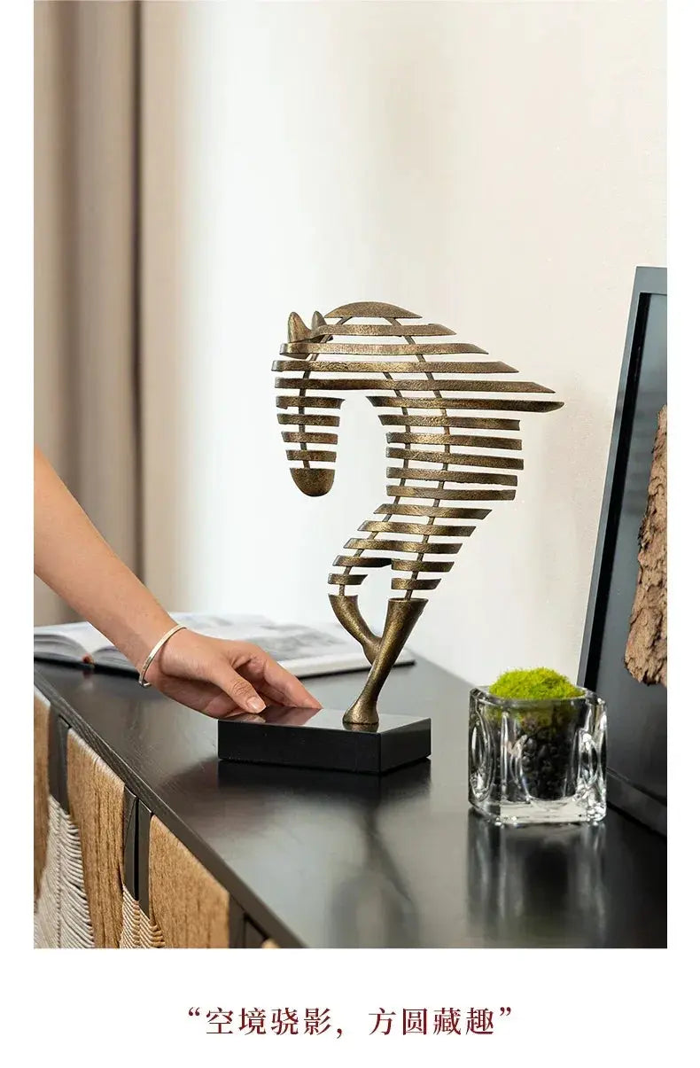 Horse Head Sculpture - Geometric Metal by House Of Avana