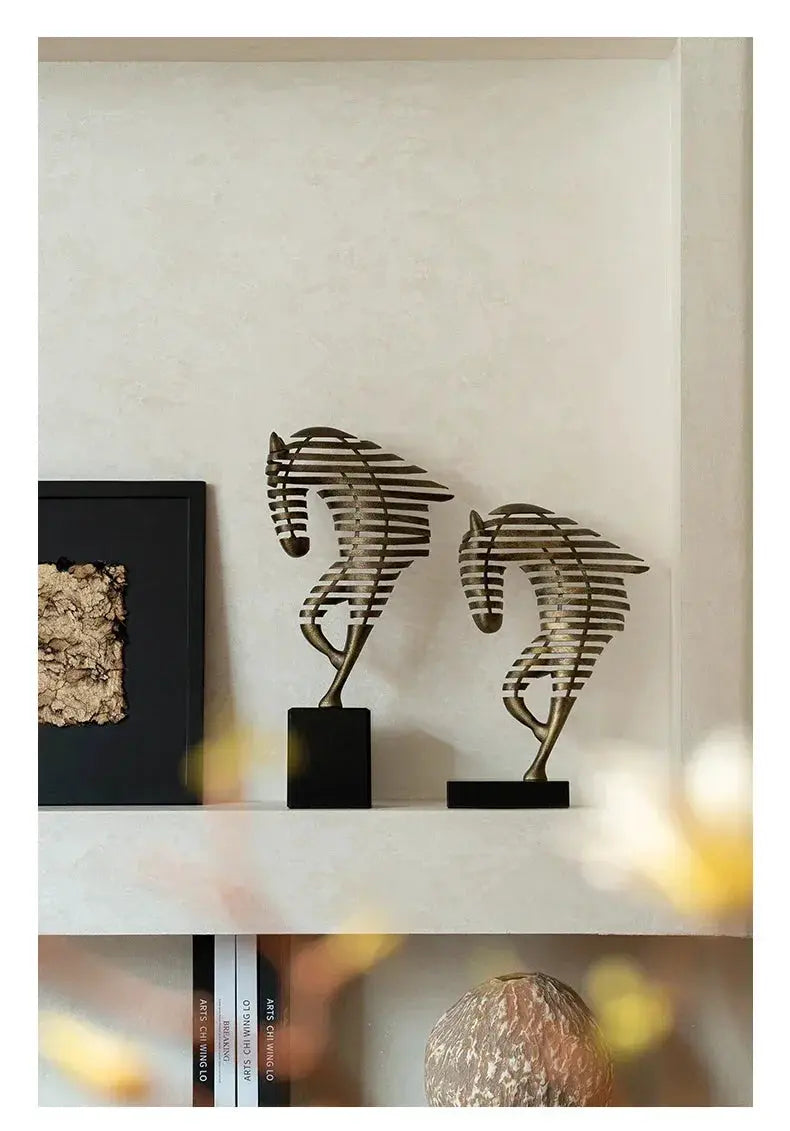 Horse Head Sculpture - Geometric Metal by House Of Avana