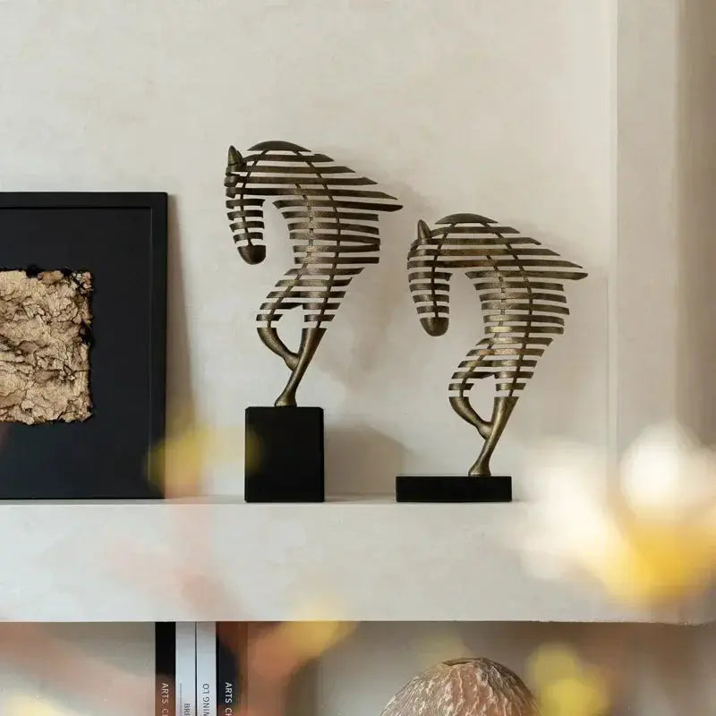 Horse Head Sculpture - Geometric Metal by House Of Avana
