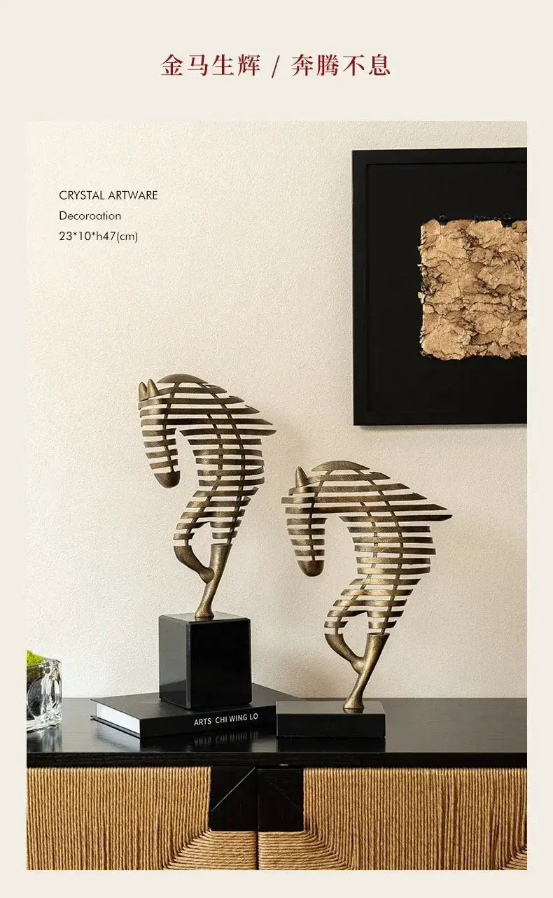 Horse Head Sculpture - Geometric Metal by House Of Avana