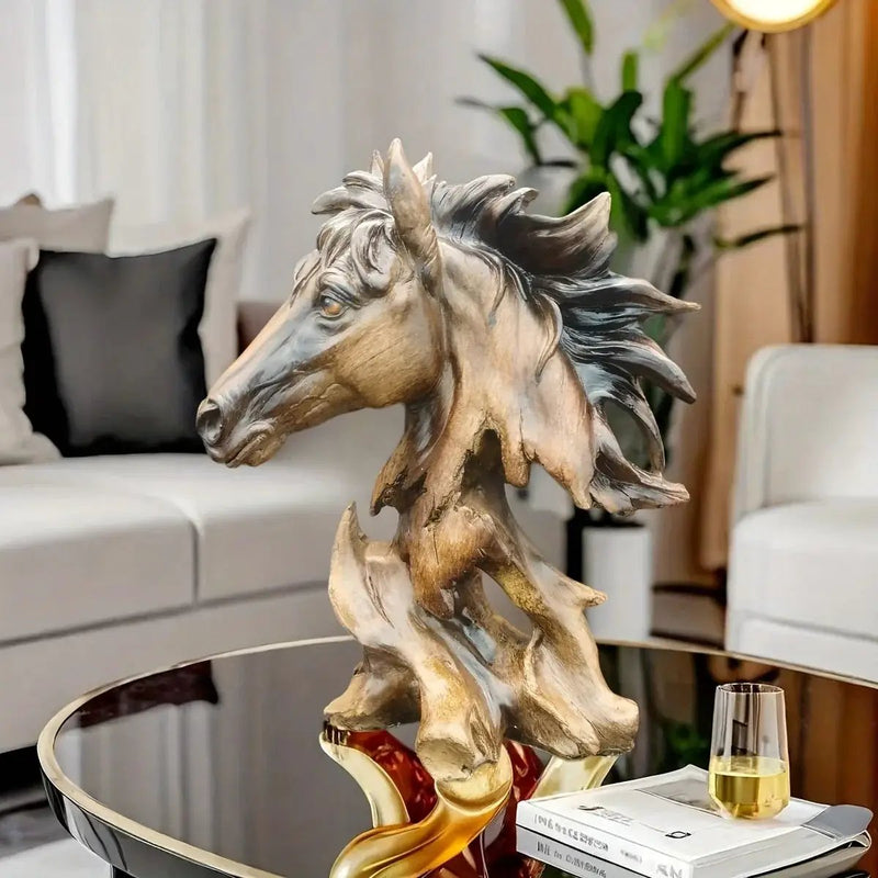 Modern Running Horse Head Sculpture Decorative Table Accent by House Of Avana
