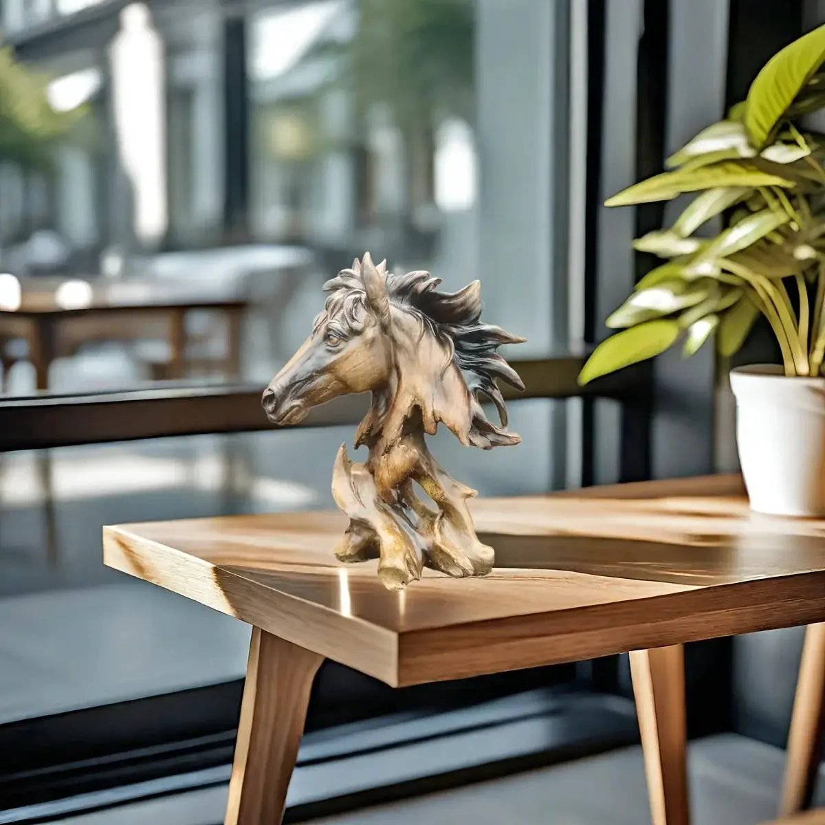 Modern Running Horse Head Sculpture Decorative Table Accent by House Of Avana