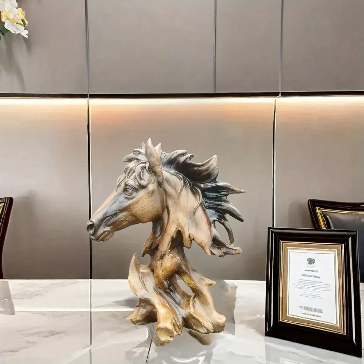 Modern Running Horse Head Sculpture Decorative Table Accent by House Of Avana