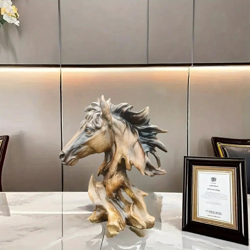 Modern Running Horse Head Sculpture Decorative Table Accent by House Of Avana