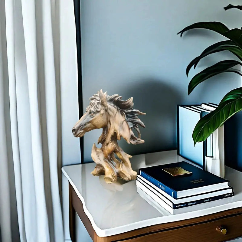 Modern Running Horse Head Sculpture Decorative Table Accent by House Of Avana