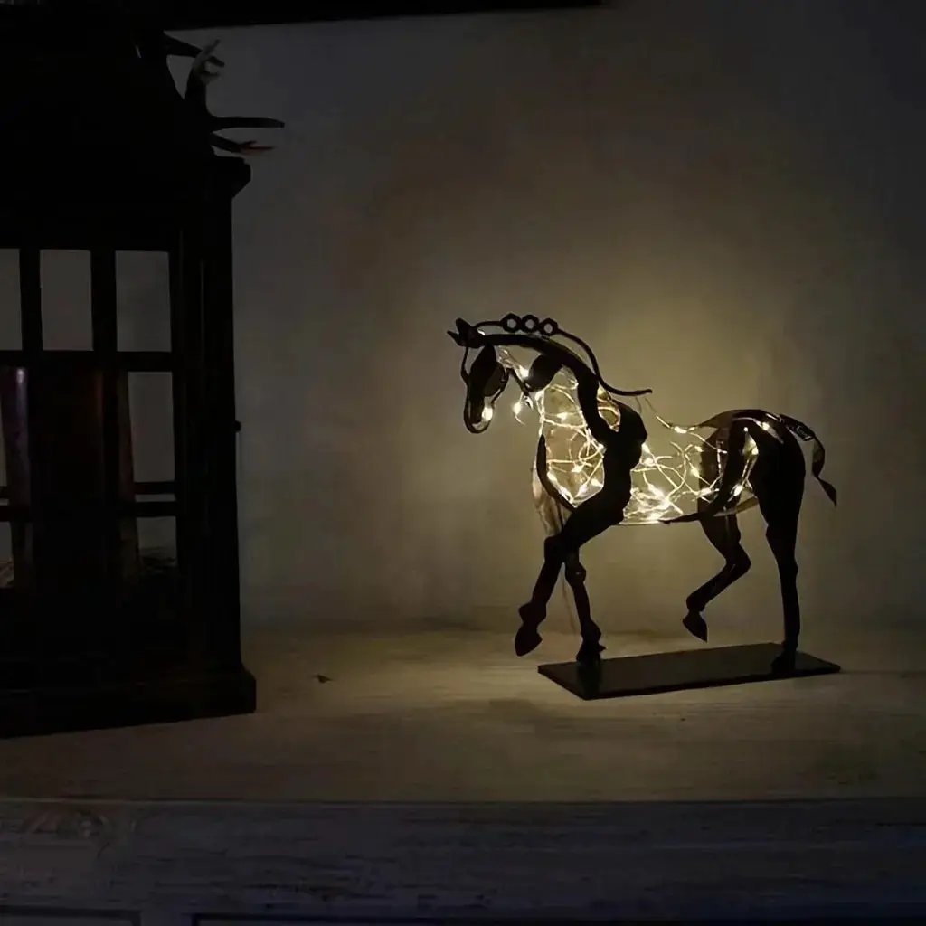 Horse Sculpture - 3D Luminous Metal 7.9in by House Of Avana