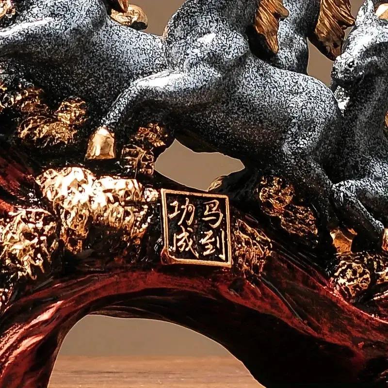 Eight Galloping Horses Resin Sculpture Decorative Table Accent by House Of Avana