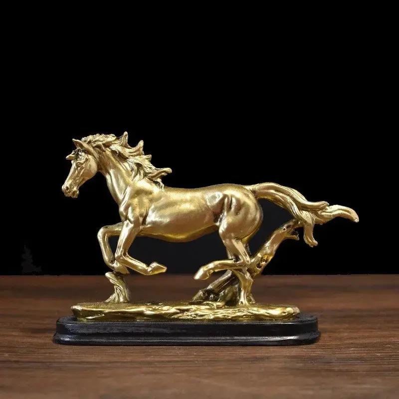 Horse Statue - Galloping Metal Golden by House Of Avana