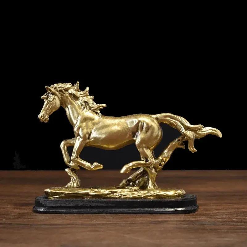 Horse Statue - Galloping Metal Golden by House Of Avana