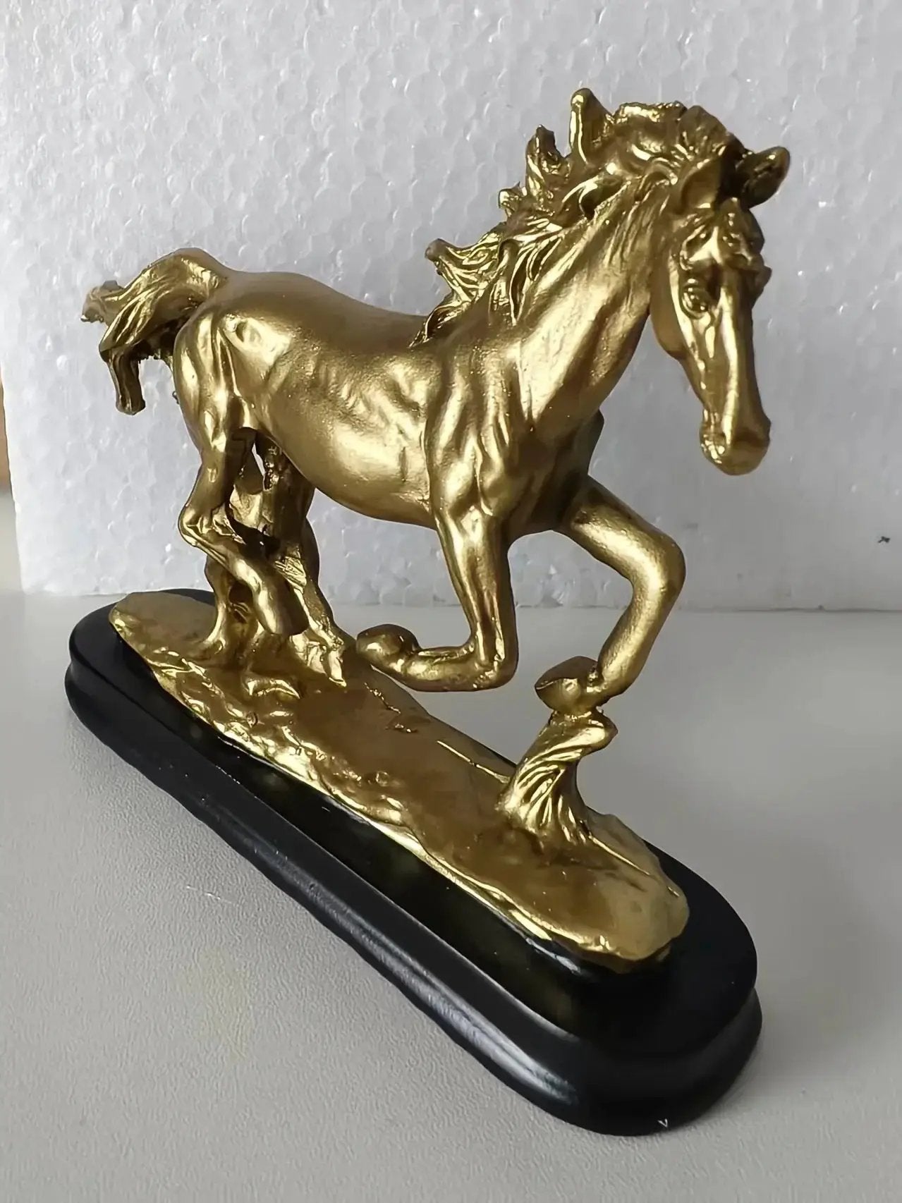Horse Statue - Galloping Metal Golden by House Of Avana