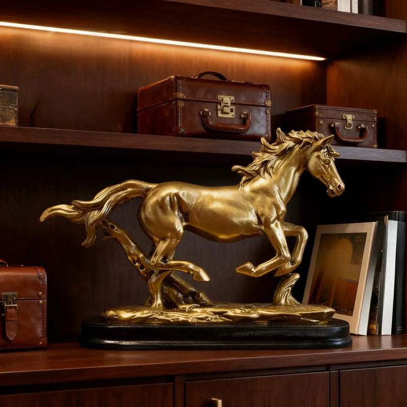 Horse Statue - Golden 14Cm by House Of Avana