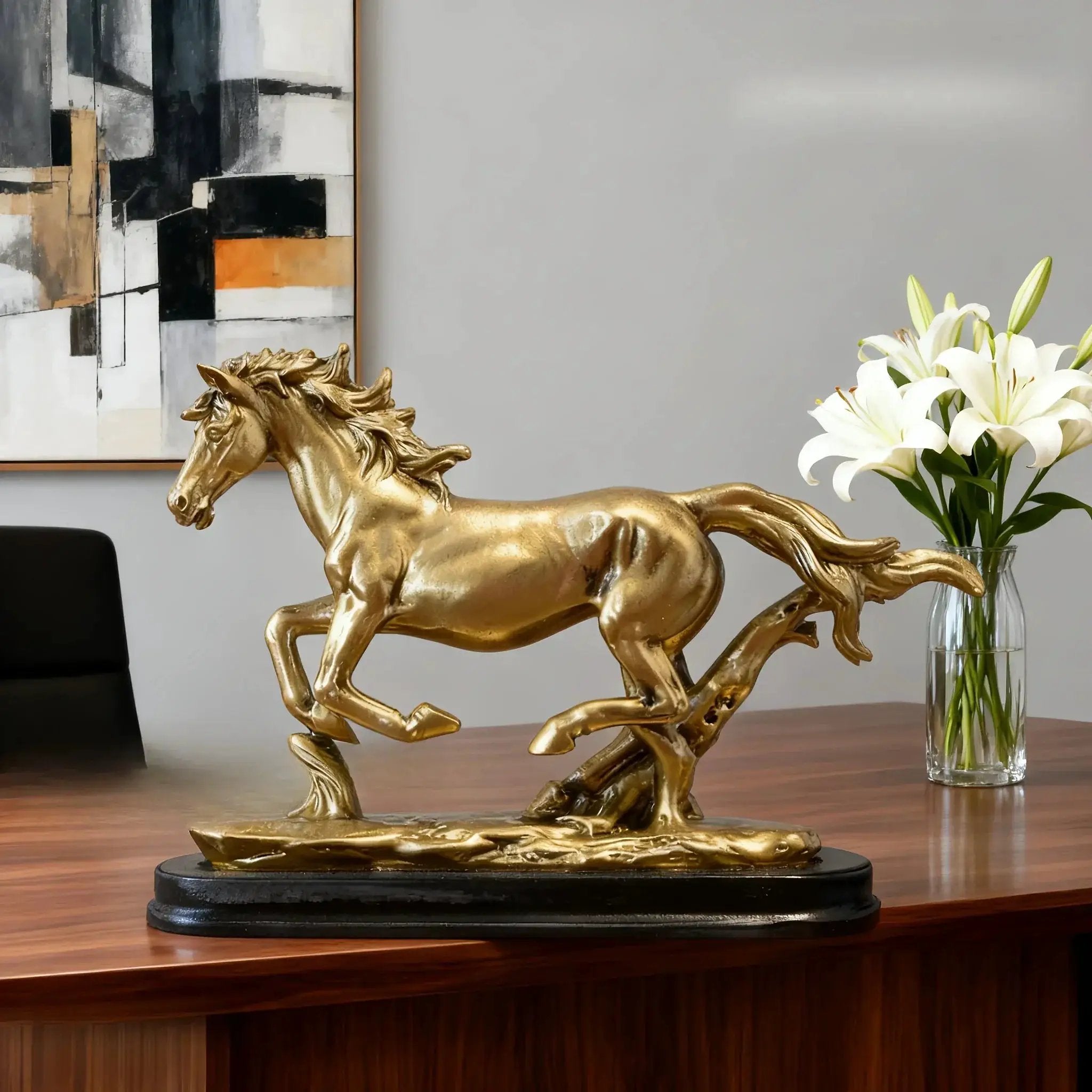 Horse Statue - Golden 14Cm by House Of Avana
