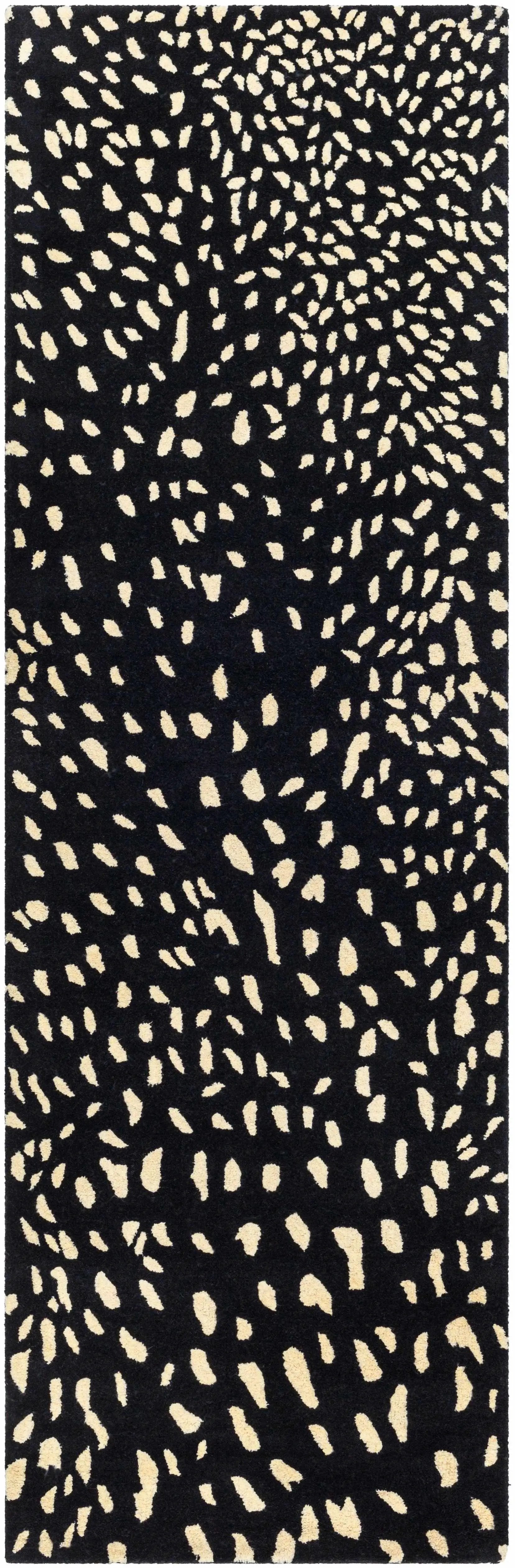 Athena Black Giraffe Print Wool Rug by Boutique Rugs