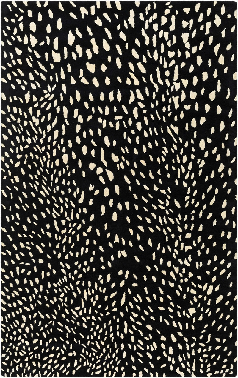 Athena Black Giraffe Print Wool Rug by Boutique Rugs