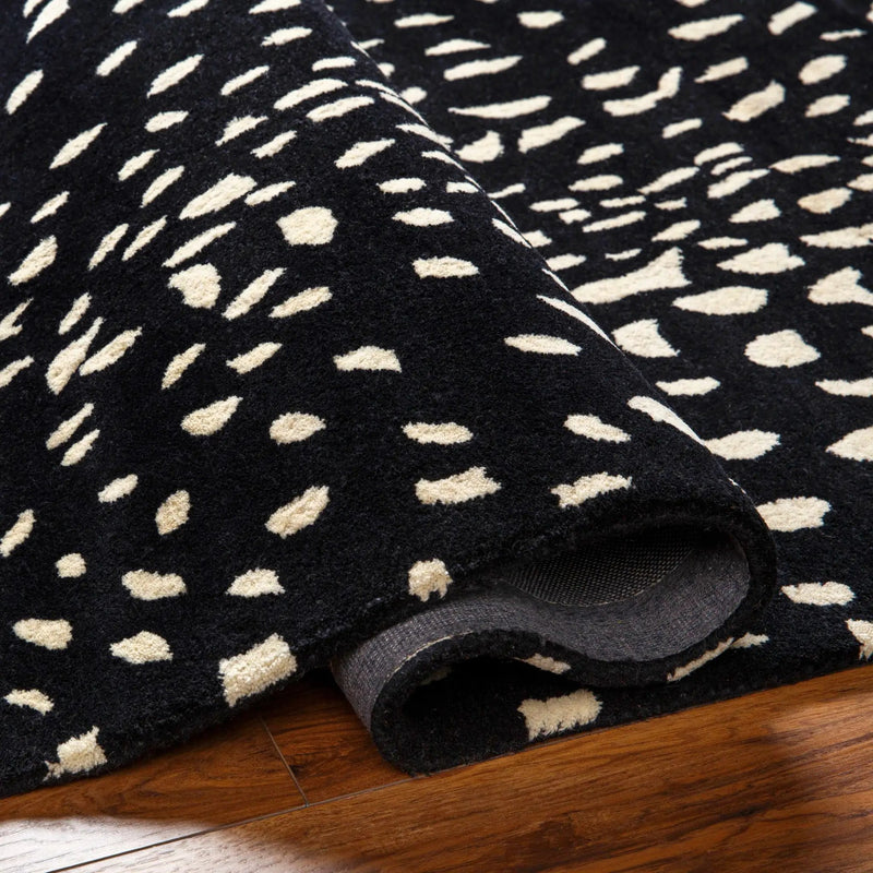 Athena Black Giraffe Print Wool Rug by Boutique Rugs
