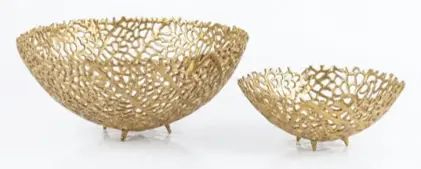 House of Avana Aluminum Gold Finish Metal Fruit Basket by House Of Avana