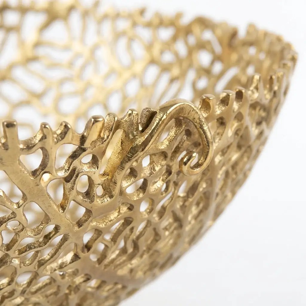 House of Avana Aluminum Gold Finish Metal Fruit Basket by House Of Avana