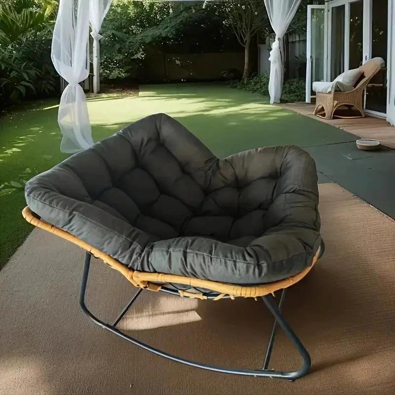 Outdoor Papasan Rocking Chair with Weather-Resistant Cushions by House Of Avana