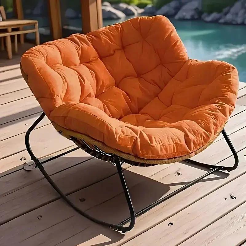 Outdoor Papasan Rocking Chair with Weather-Resistant Cushions by House Of Avana