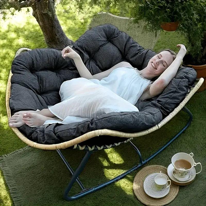 Outdoor Papasan Rocking Chair with Weather-Resistant Cushions by House Of Avana