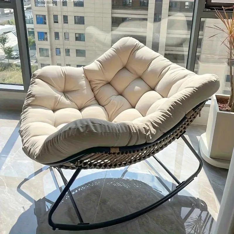 Outdoor Papasan Rocking Chair with Weather-Resistant Cushions by House Of Avana