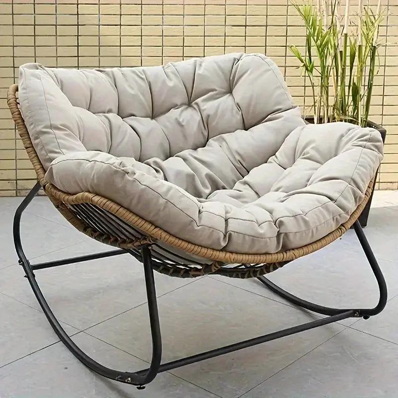 Outdoor Papasan Rocking Chair with Weather-Resistant Cushions by House Of Avana
