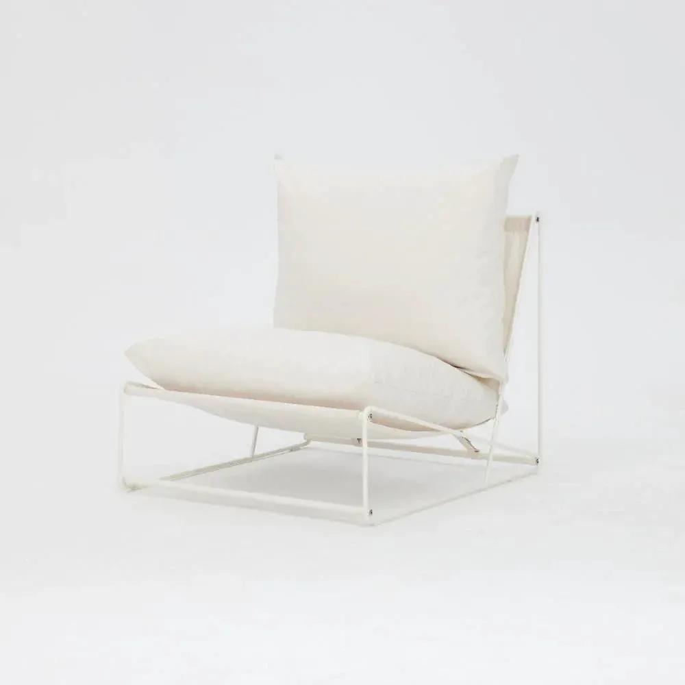 Modern Aluminum Garden Lounge Chair with Plush White Cushions by House Of Avana