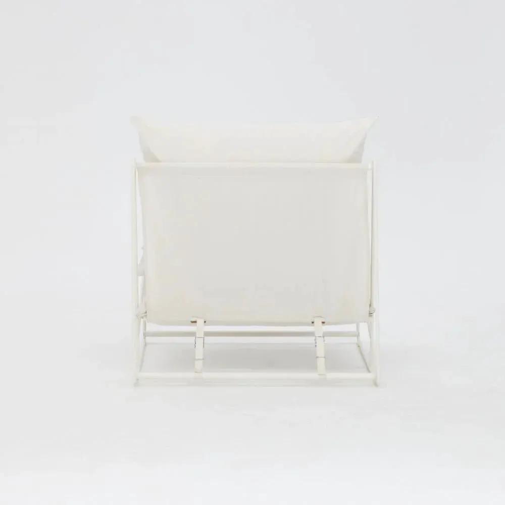 Modern Aluminum Garden Lounge Chair with Plush White Cushions by House Of Avana