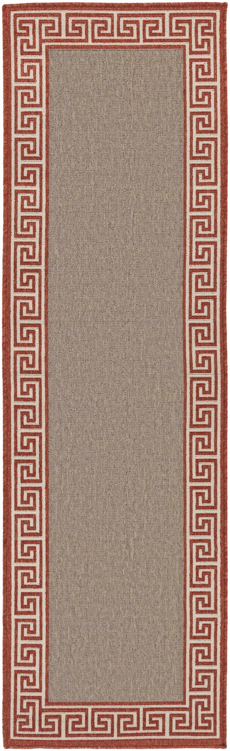 Houtz Red Border Greek Outdoor Rug - Clearance by Boutique Rugs