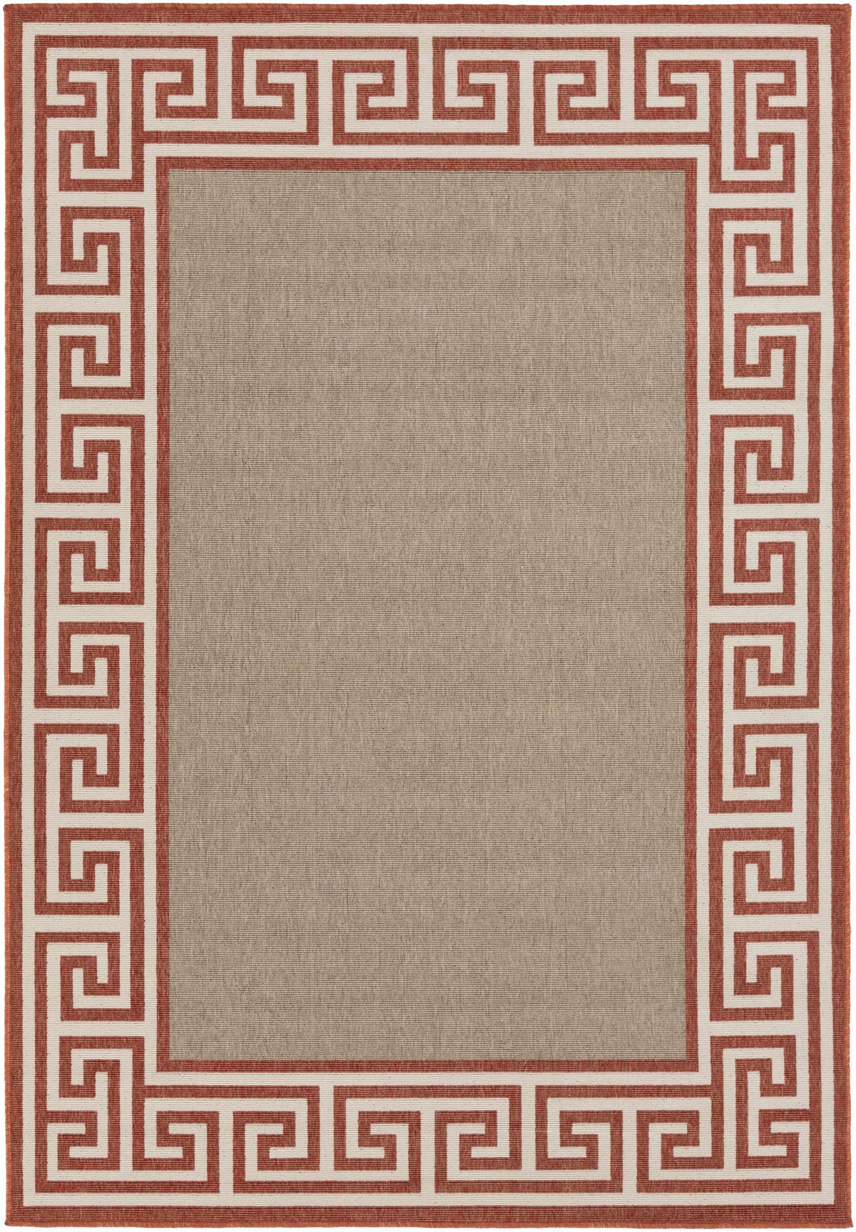 Houtz Red Border Greek Outdoor Rug - Clearance