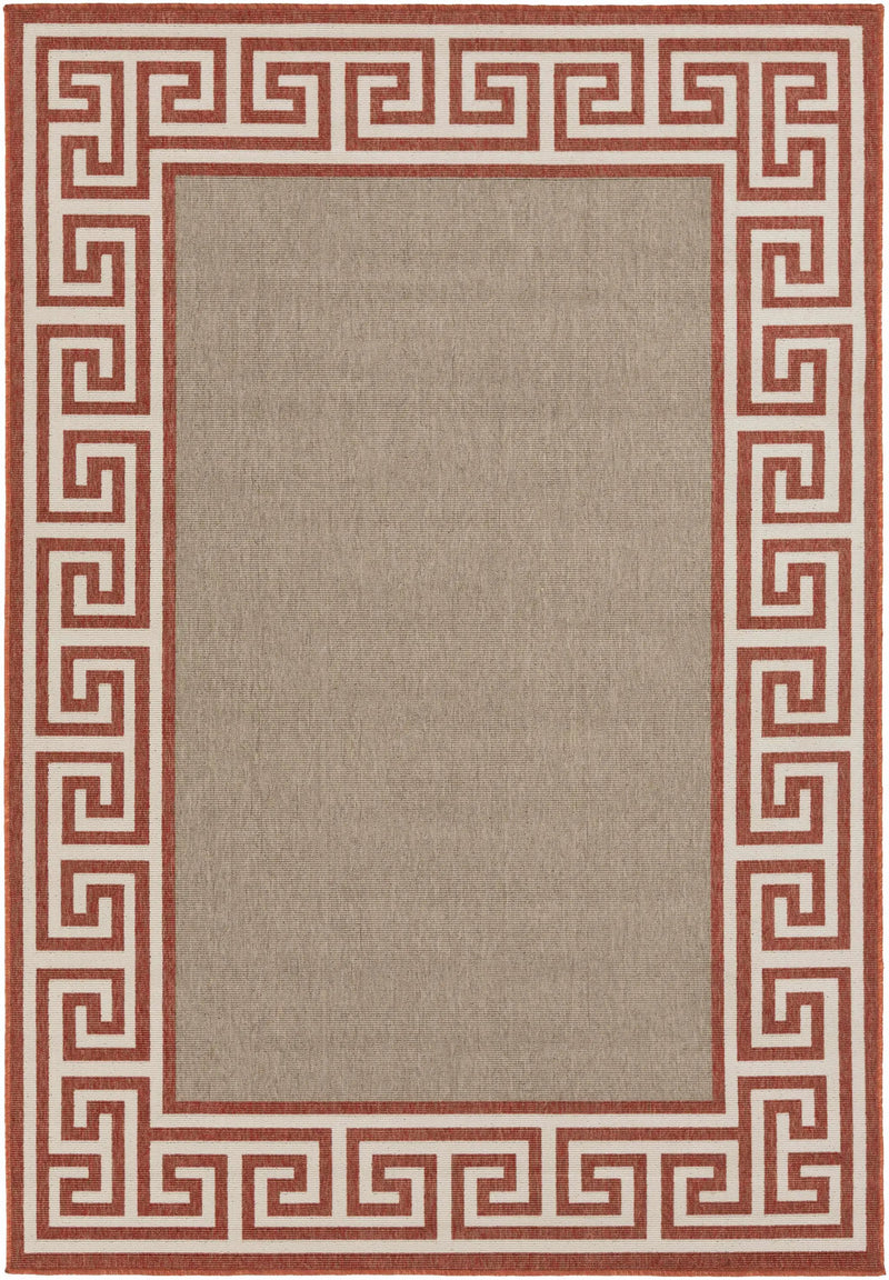 Houtz Red Border Greek Outdoor Rug - Clearance by Boutique Rugs
