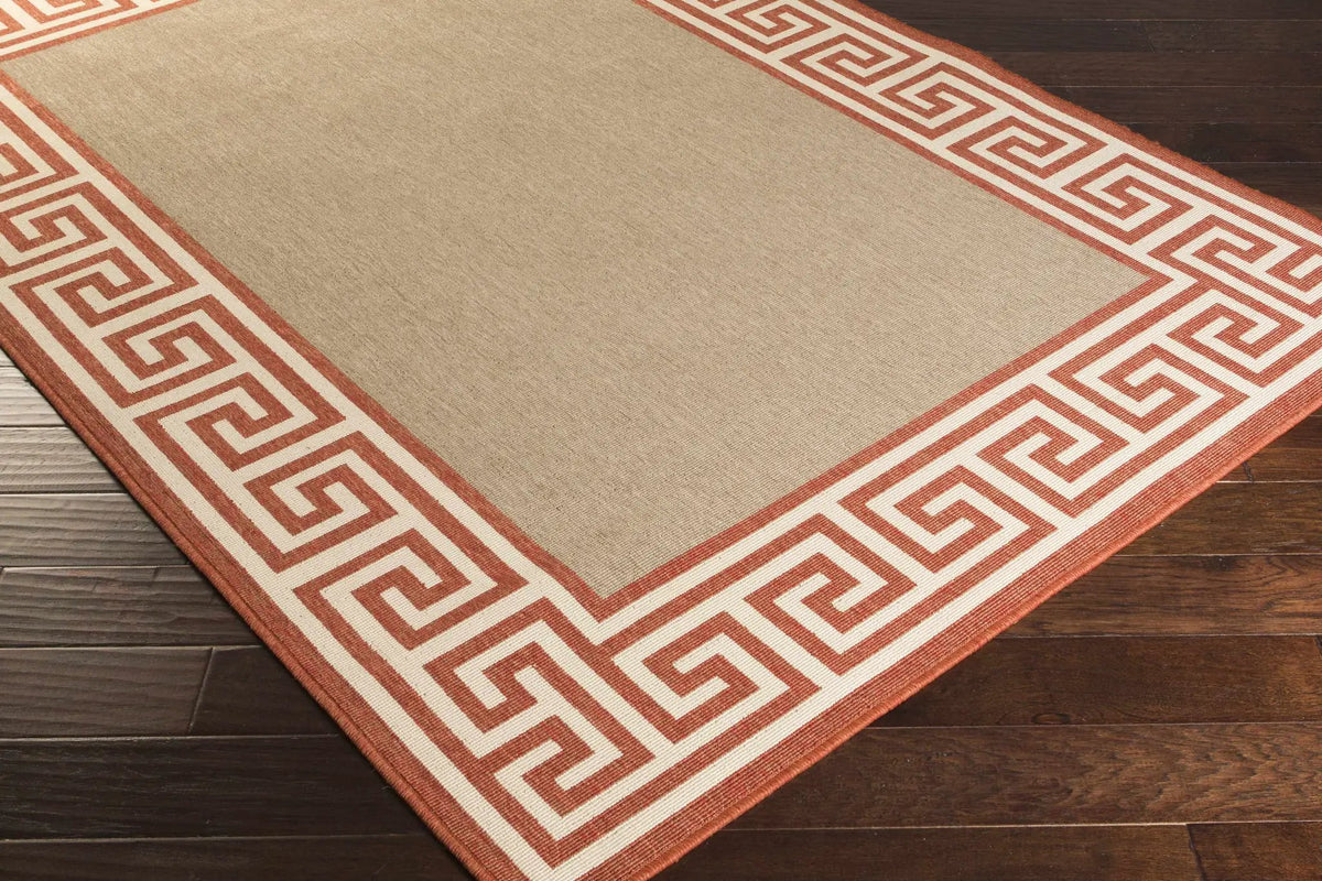 Houtz Red Border Greek Outdoor Rug - Clearance, photo 5 of 12