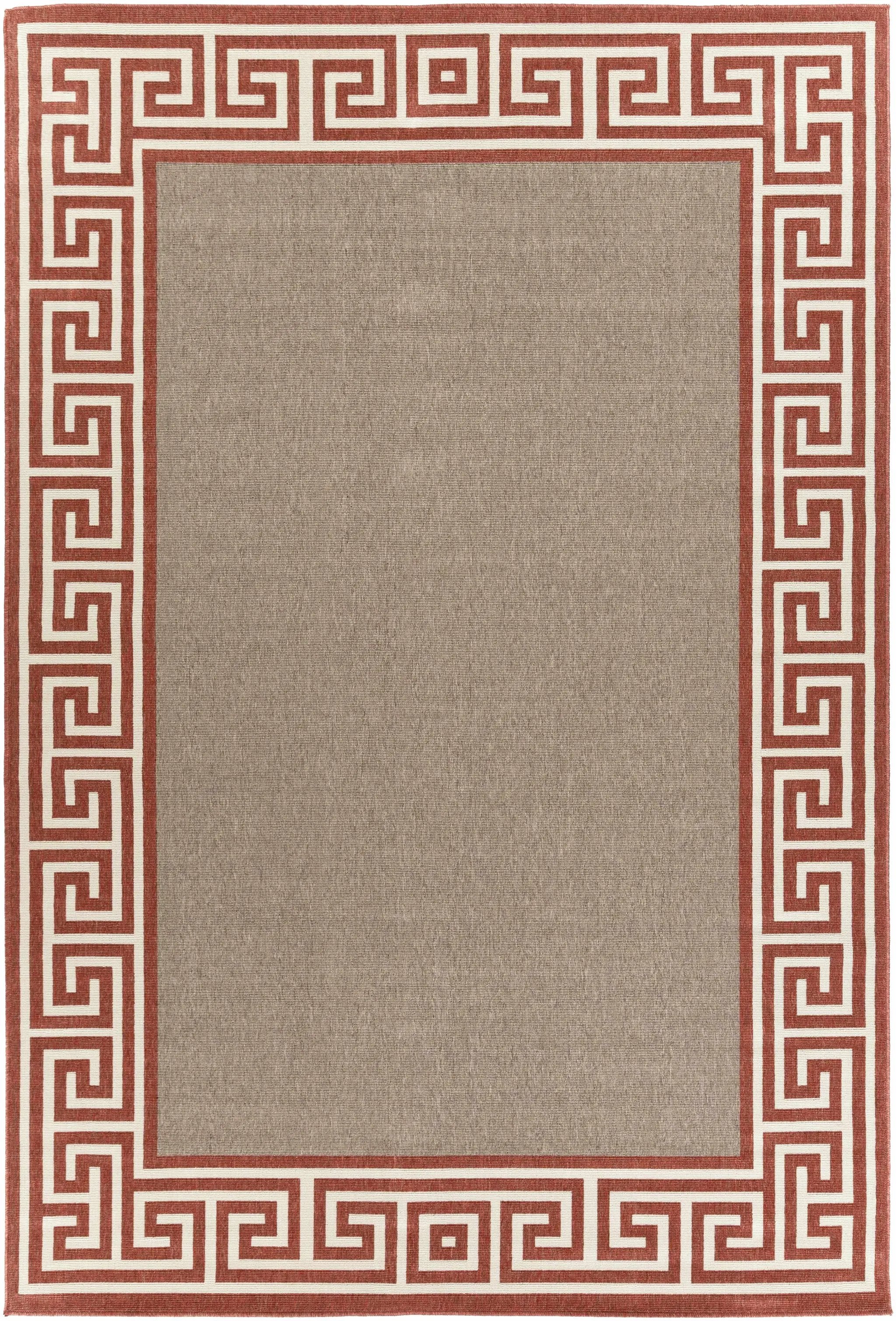 Houtz Red Border Greek Outdoor Rug - Clearance by Boutique Rugs