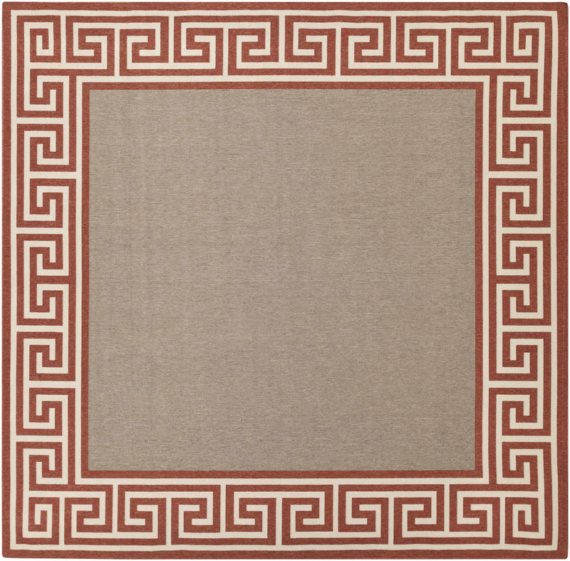 Houtz Red Border Greek Outdoor Rug - Clearance by Boutique Rugs
