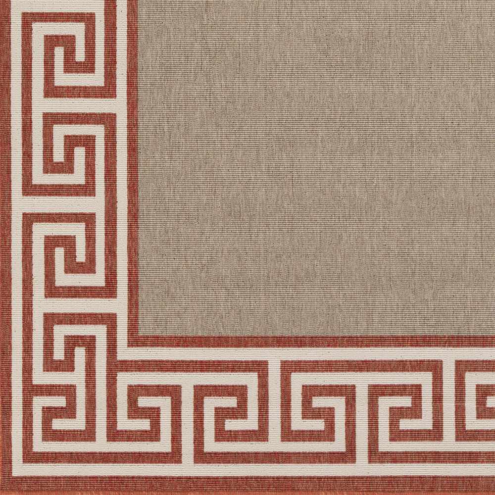Houtz Red Border Greek Outdoor Rug - Clearance by Boutique Rugs