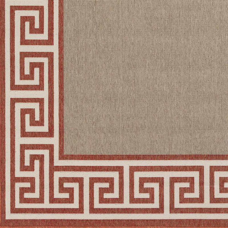 Houtz Red Border Greek Outdoor Rug - Clearance by Boutique Rugs