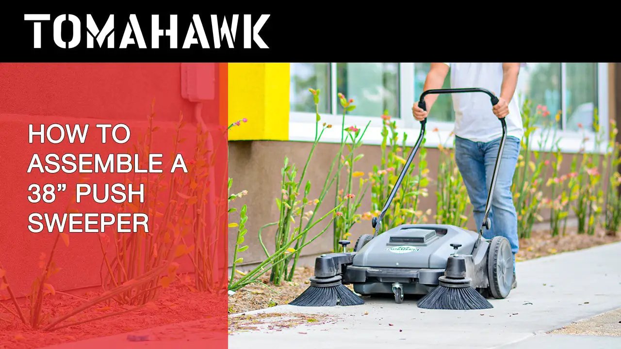 Commercial 38" Push Sweeper with Triple Power Brooms by Tomahawk Power