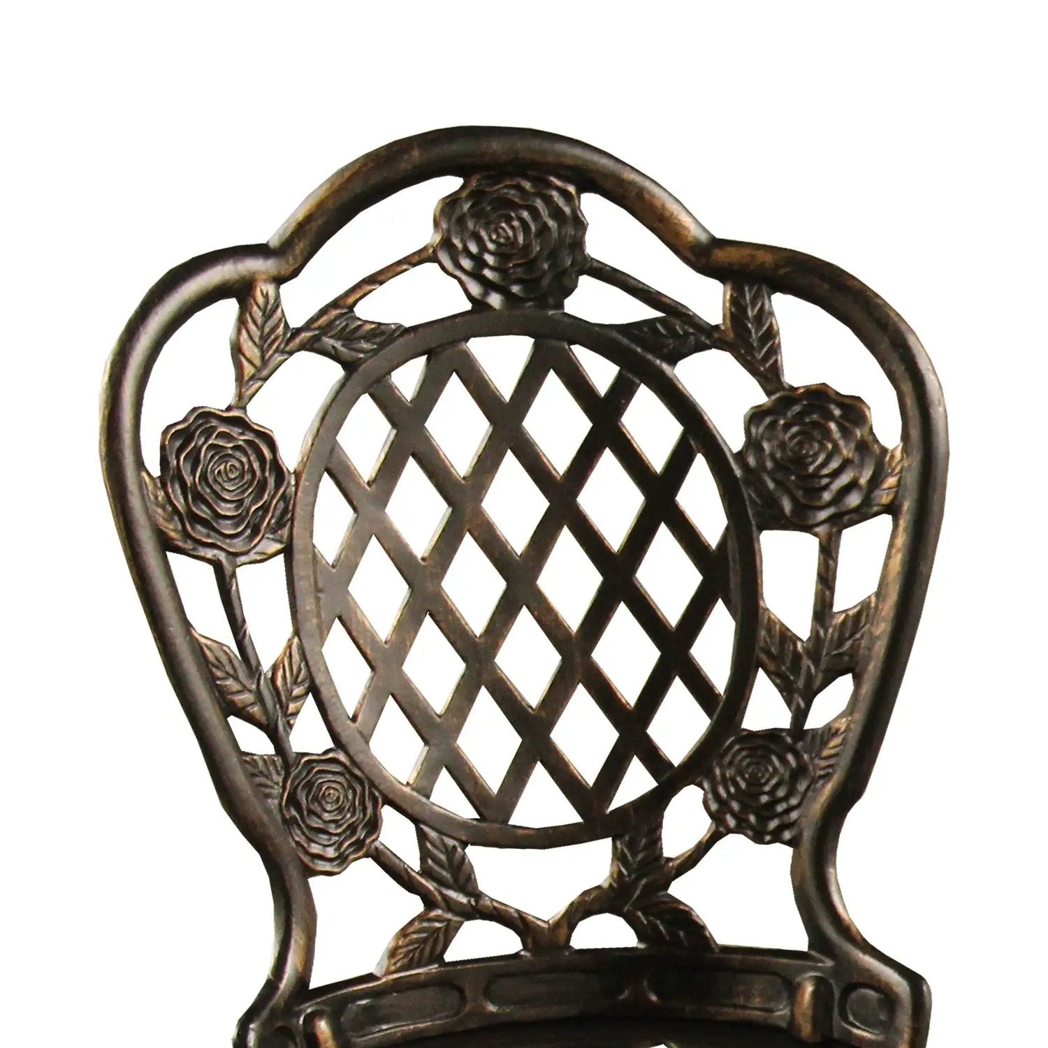 Bronze Rose Ornate Outdoor Patio Garden Aluminum 3 Piece Bistro Set by Sharicks