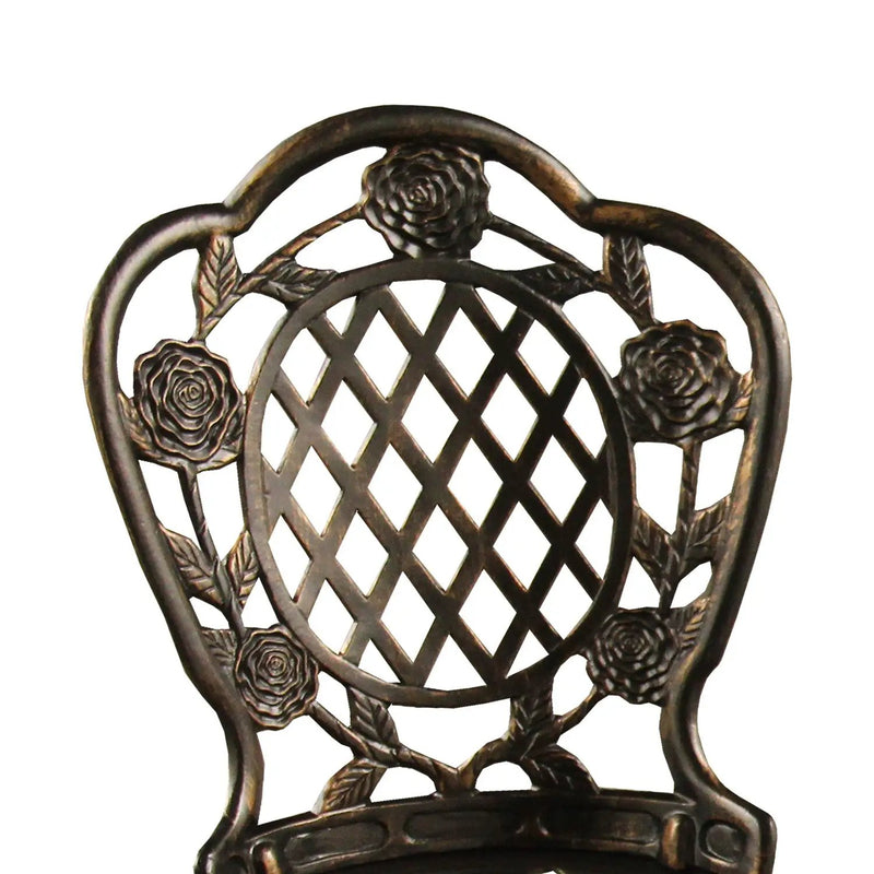 Bronze Rose Ornate Outdoor Patio Garden Aluminum 3 Piece Bistro Set by Sharicks