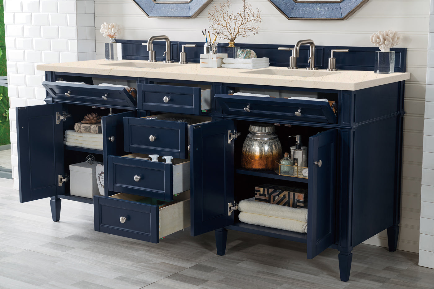 James Martin Brittany 72" Double Bathroom Vanity, Victory Blue, view 20