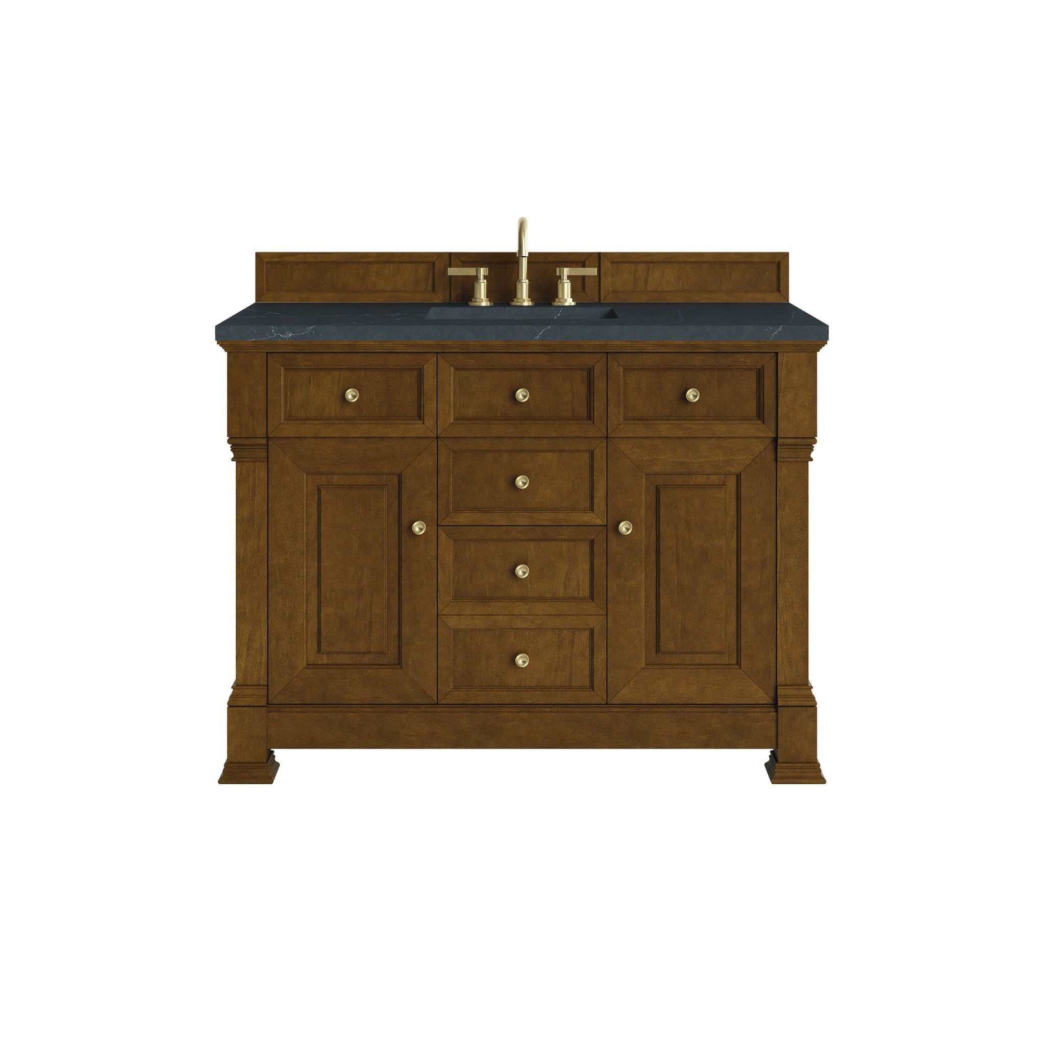 James Martin Brookfield 48" Single Bathroom Vanity, Honey Oak with Charcoal Soapstone countertop